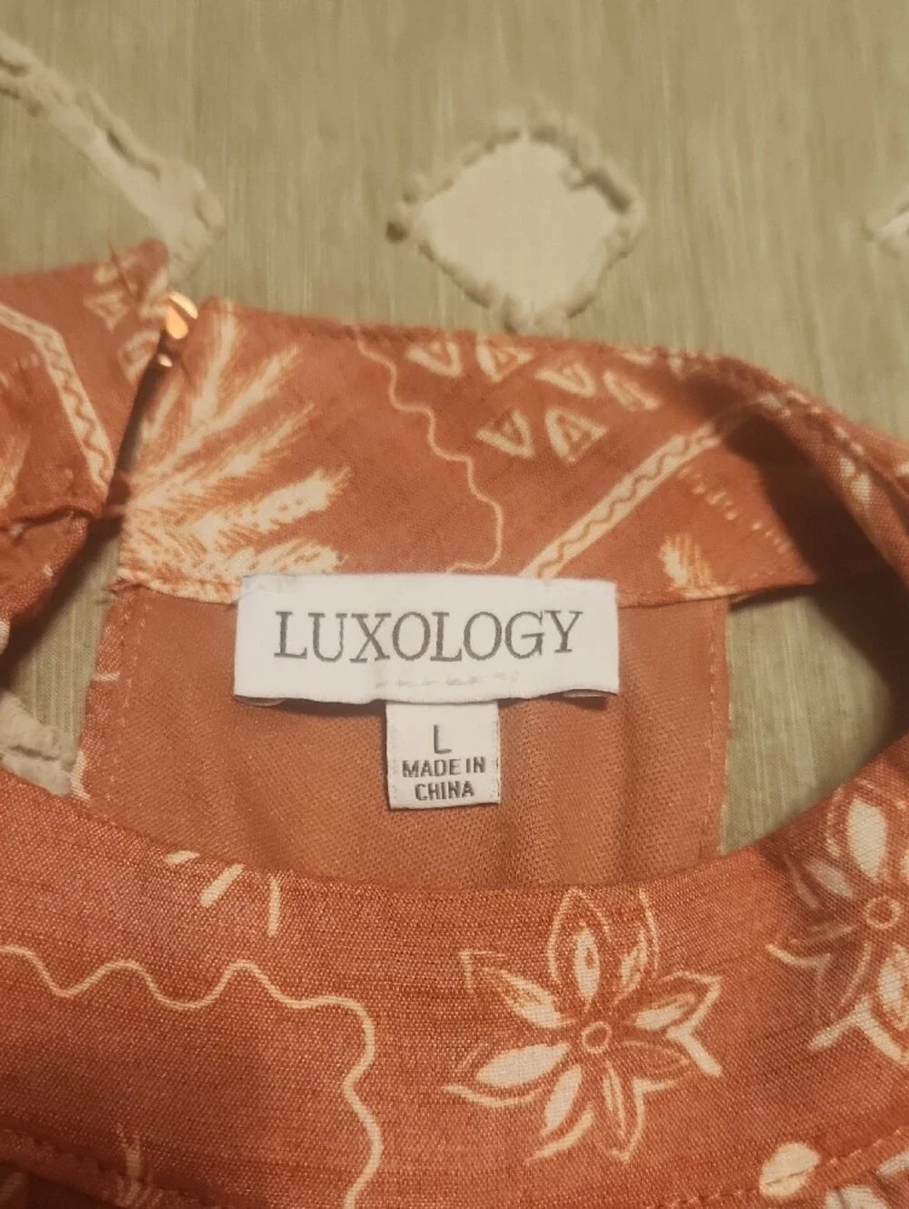 Luxology Rust and Cream Printed Maxi Dress